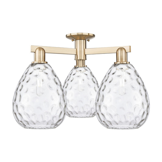 Innovations Waverly 26in 3-Light Semi-Flush Mount | Industrial Champagne Bronze Steel and Clear Glass | Living Room & Dining Room | Model 716-3F-CB-G372