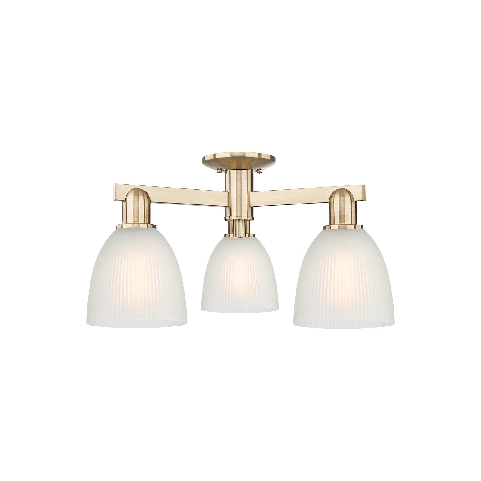 Innovations Castile 24in 3-Light Semi-Flush Mount | Industrial Champagne Bronze Steel and White Glass | Kitchen & Hallway | 23.5 x | Model 716-3F-CB-G381