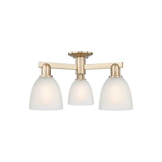 Innovations Castile 24in 3-Light Semi-Flush Mount | Industrial Champagne Bronze Steel and White Glass | Kitchen & Hallway | 23.5 x | Model 716-3F-CB-G381