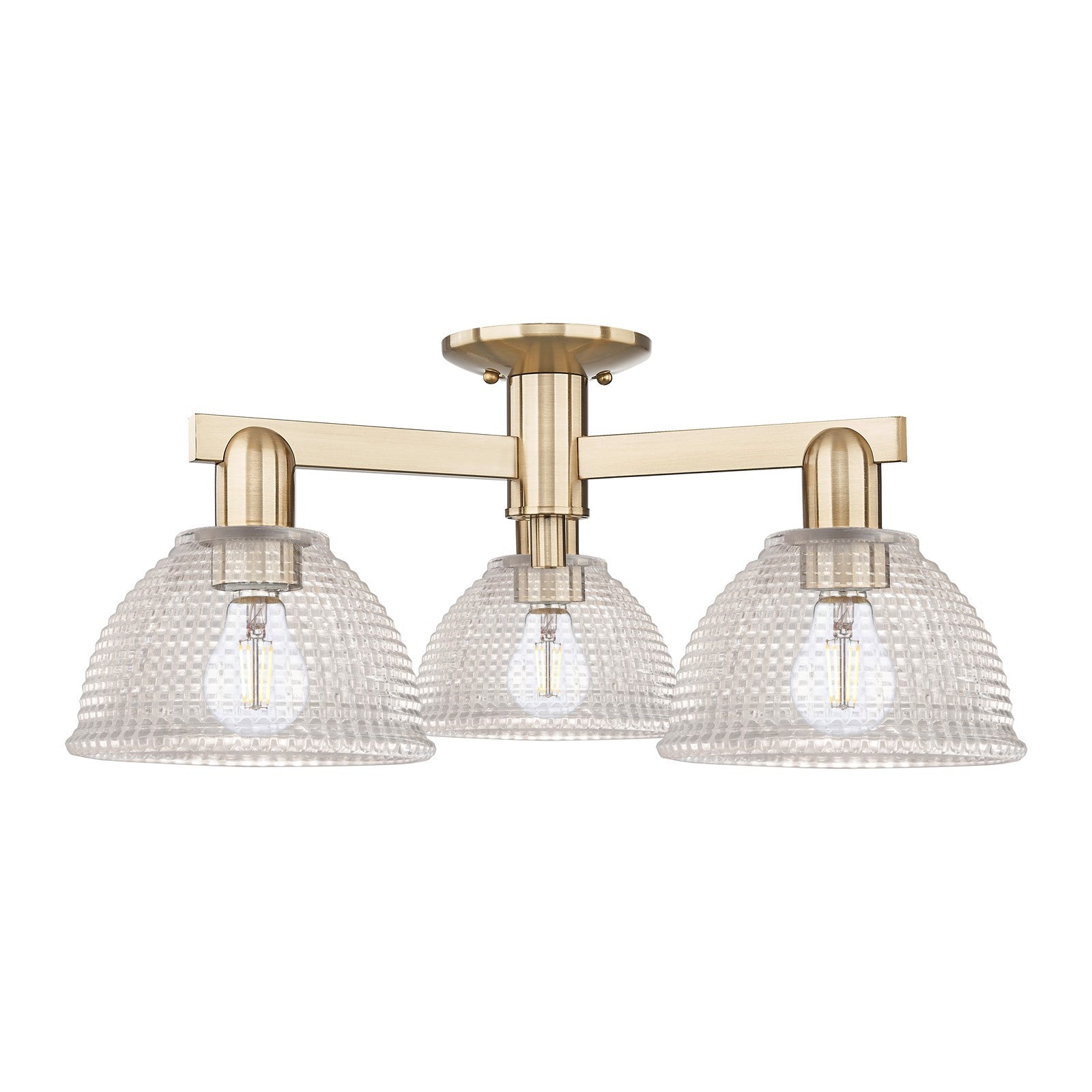 Innovations Arietta 26in 3-Light Semi-Flush Mount | Industrial Champagne Bronze Steel and Clear Glass | Entryway & Hallway | 25.5 x | Model 716-3F-CB-G422