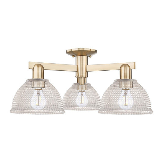 Innovations Arietta 26in 3-Light Semi-Flush Mount | Industrial Champagne Bronze Steel and Clear Glass | Entryway & Hallway | 25.5 x | Model 716-3F-CB-G422