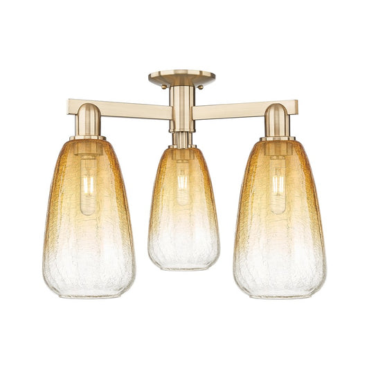 Innovations Brookhaven Almond 3Lt 24" Semi-Flush, CBZ/Amber - 716-3F-CB-G480-6AM