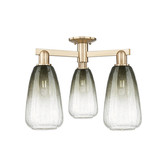 Innovations Brookhaven Almond 3Lt 24" Semi-Flush, CBZ/Slate - 716-3F-CB-G480-6SL