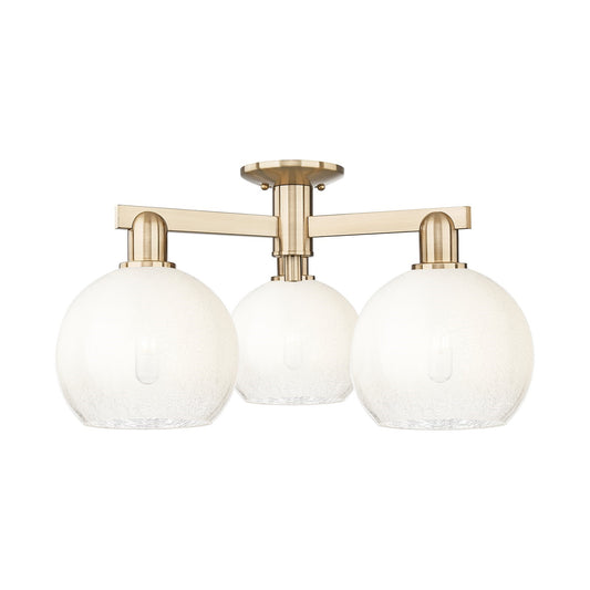 Innovations Brookhaven Globe 25.5in 3-Light Semi-Flush Mount | Industrial Champagne Bronze Steel and Opal Glass | Entryway & | Model 716-3F-CB-G483-8OP