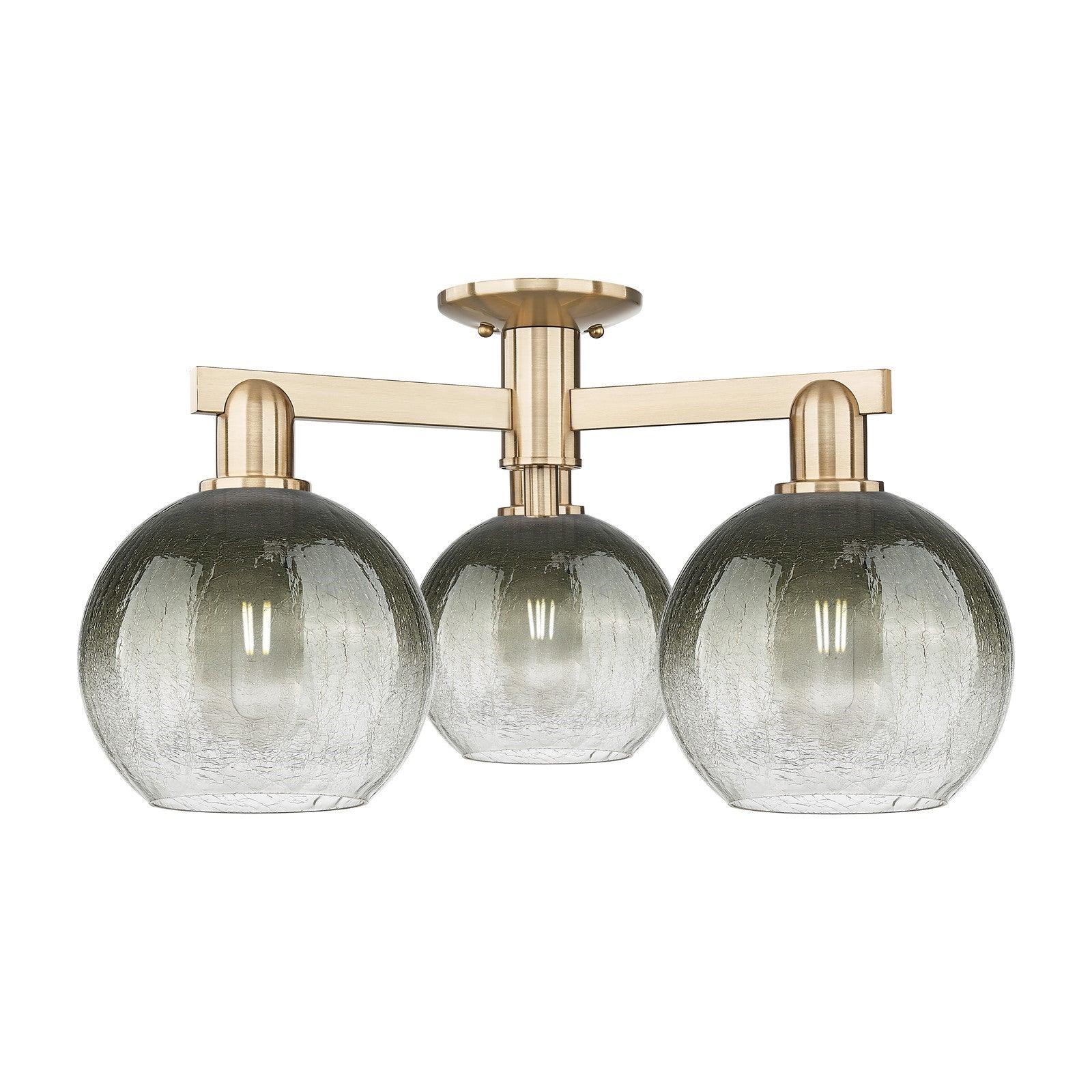 Innovations Brookhaven Globe 25in 3-Light Semi-Flush Mount | Industrial Champagne Bronze Steel and Slate Glass | Entryway & | Model 716-3F-CB-G483-8SL