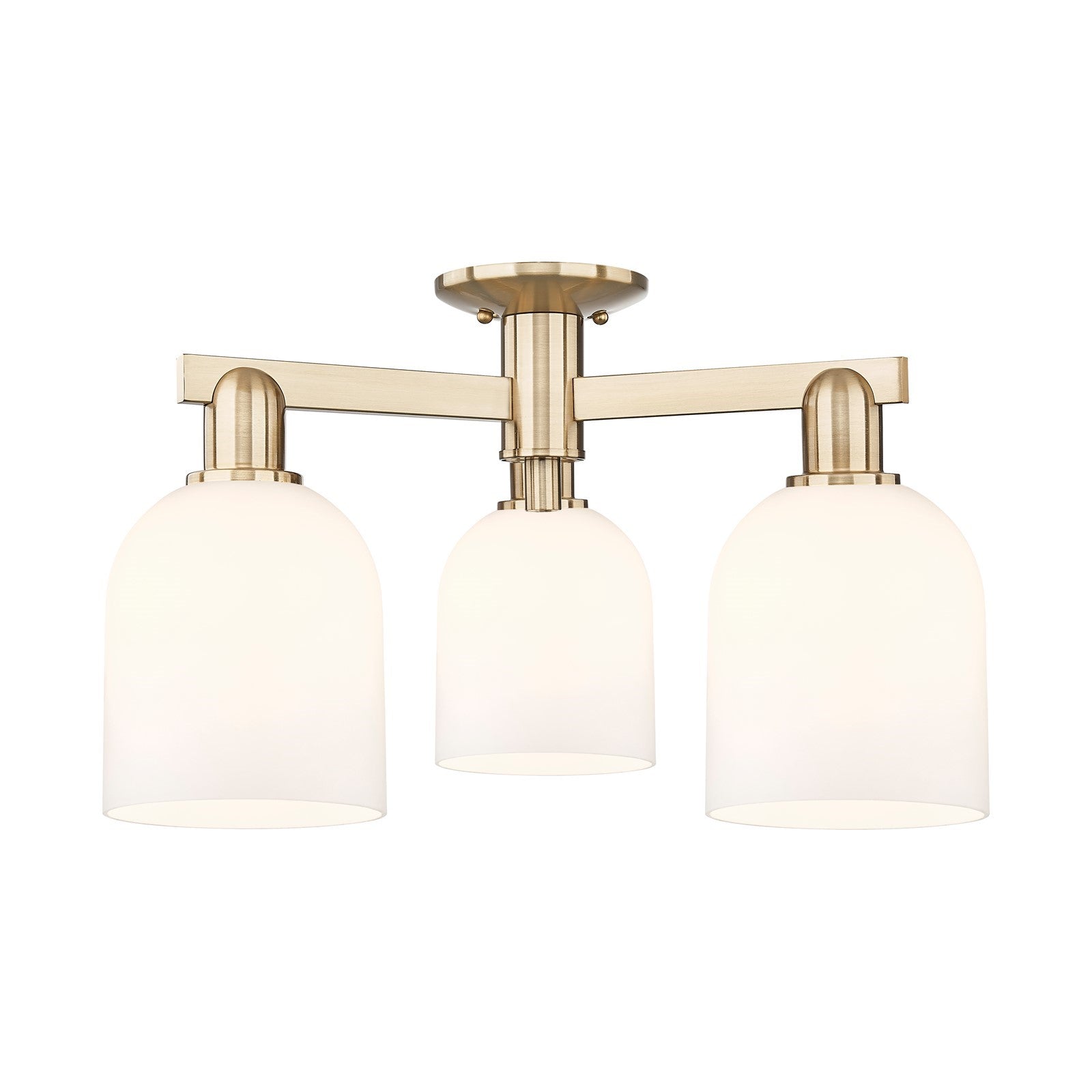 Innovations Bella 23in 3-Light Semi-Flush Mount | Industrial Champagne Bronze Steel and White Glass | Entryway & Hallway | 23 | Model 716-3F-CB-G558-6GWH