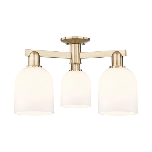 Innovations Bella 23in 3-Light Semi-Flush Mount | Industrial Champagne Bronze Steel and White Glass | Entryway & Hallway | 23 | Model 716-3F-CB-G558-6GWH