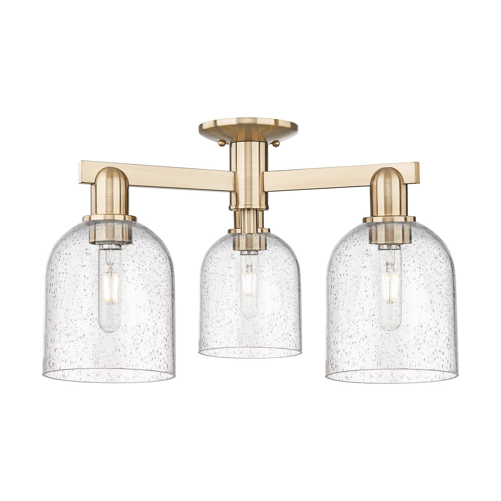 Innovations Bella 23in 3-Light Semi-Flush Mount | Industrial Champagne Bronze Steel and Seedy Glass | Living Room & Dining | Model 716-3F-CB-G558-6SDY