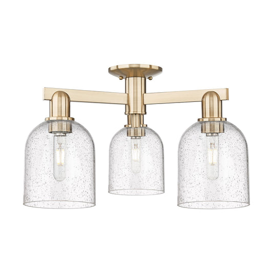 Innovations Bella 23in 3-Light Semi-Flush Mount | Industrial Champagne Bronze Steel and Seedy Glass | Living Room & Dining | Model 716-3F-CB-G558-6SDY