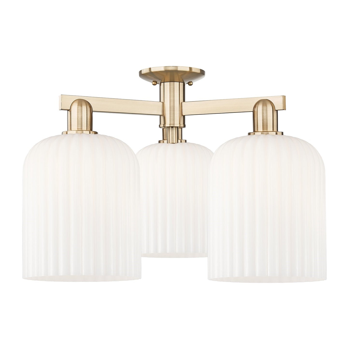 Innovations Bridal Veil 26in 3-Light Semi-Flush Mount | Industrial Champagne Bronze Steel and Gloss White Ribbed Glass | Model 716-3F-CB-G559-8GWH