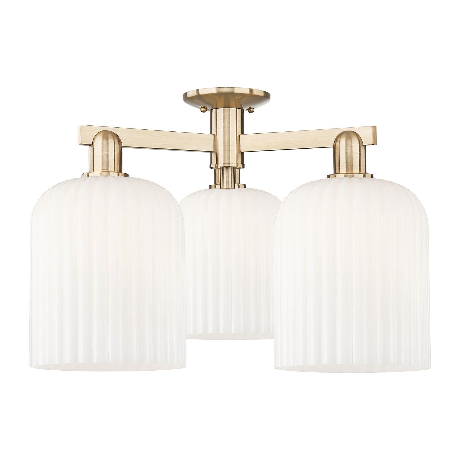 Innovations Bridal Veil 26in 3-Light Semi-Flush Mount | Industrial Champagne Bronze Steel and Gloss White Ribbed Glass | Model 716-3F-CB-G559-8GWH