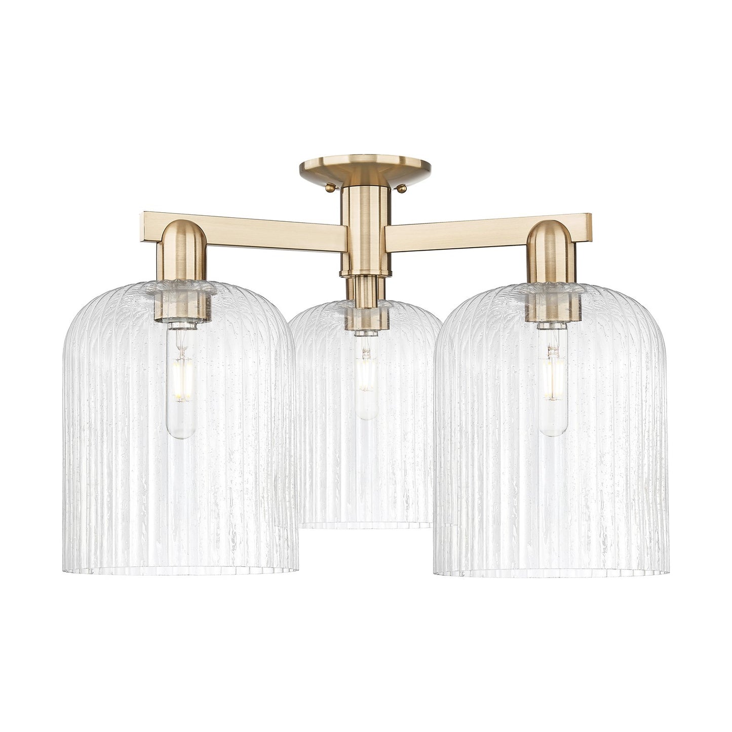 Innovations Bridal Veil 26in 3-Light Semi-Flush Mount | Industrial Champagne Bronze Steel and Seedy Glass | Living Room & | Model 716-3F-CB-G559-8SDY