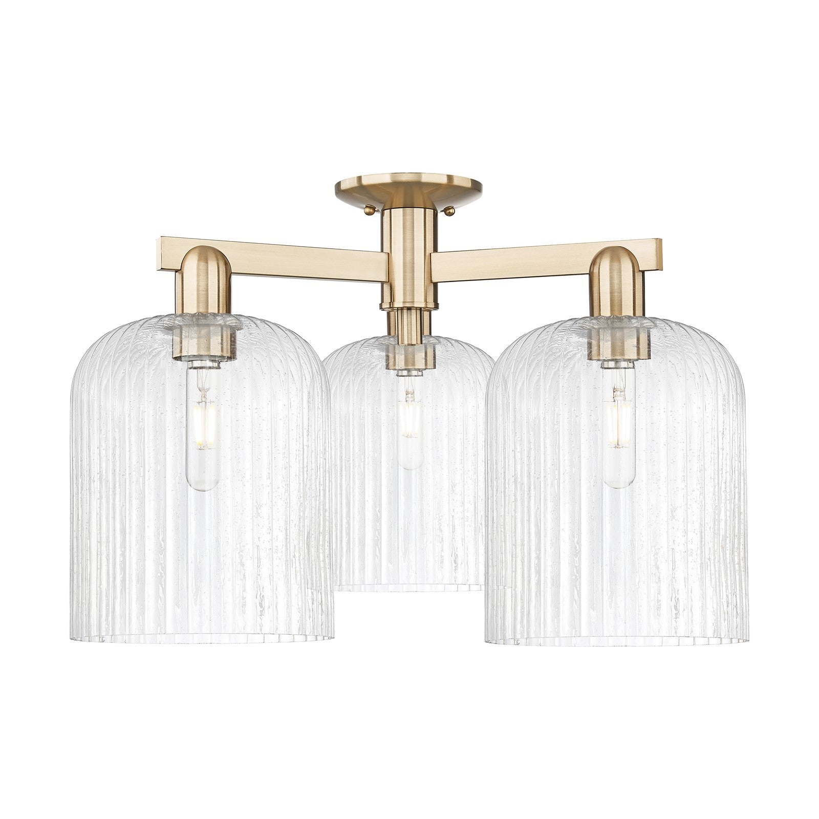 Innovations Bridal Veil 26in 3-Light Semi-Flush Mount | Industrial Champagne Bronze Steel and Seedy Glass | Living Room & | Model 716-3F-CB-G559-8SDY