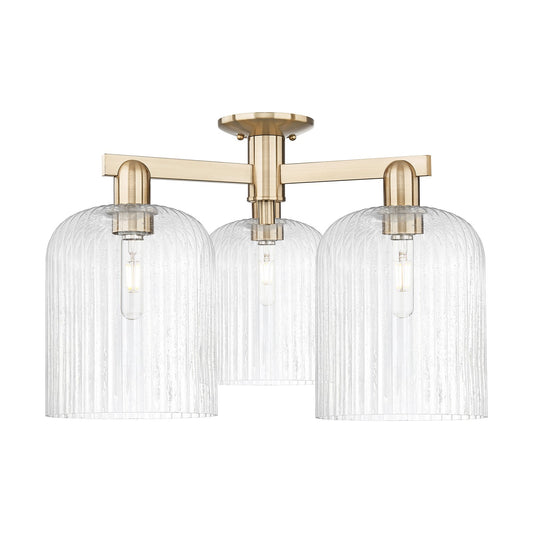 Innovations Bridal Veil 26in 3-Light Semi-Flush Mount | Industrial Champagne Bronze Steel and Seedy Glass | Living Room & | Model 716-3F-CB-G559-8SDY