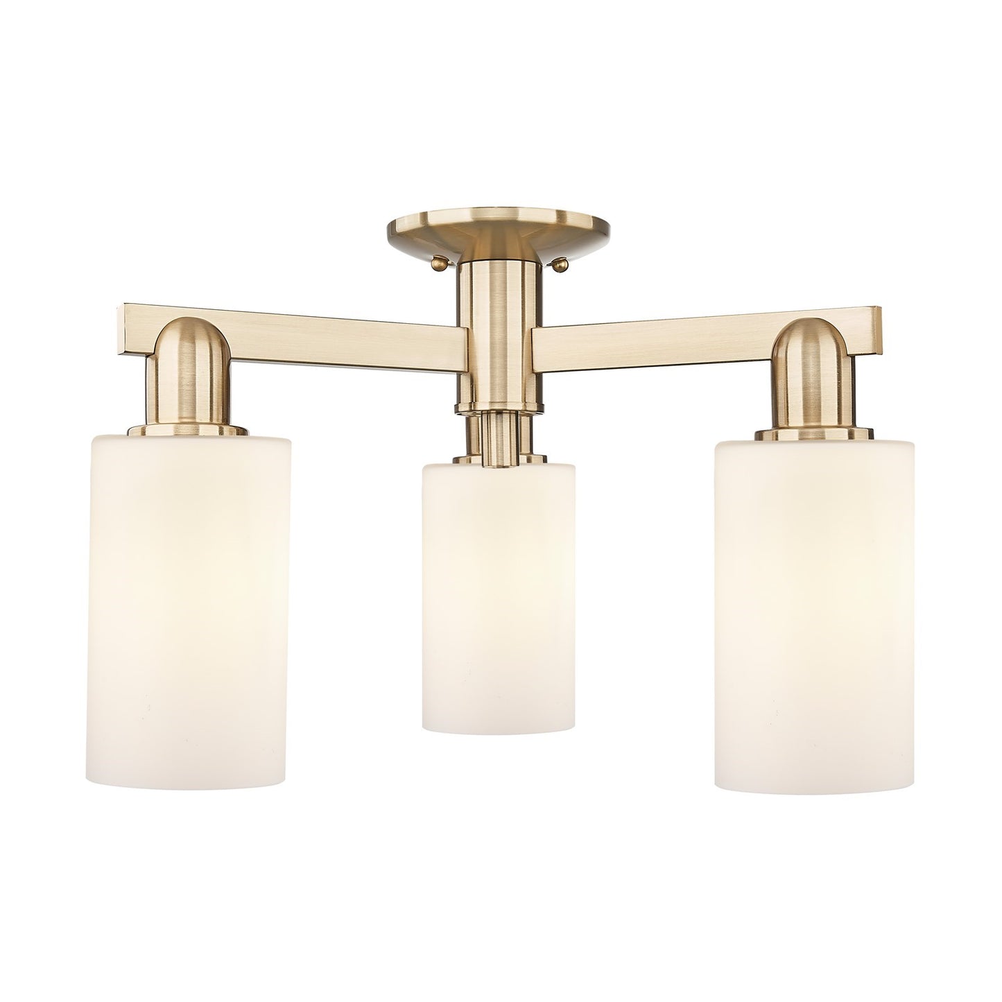 Innovations Clymer 21in 3-Light Semi-Flush Mount | Industrial Champagne Bronze Steel and Matte White Glass | Damp Rated Entryway & | Model 716-3F-CB-G801