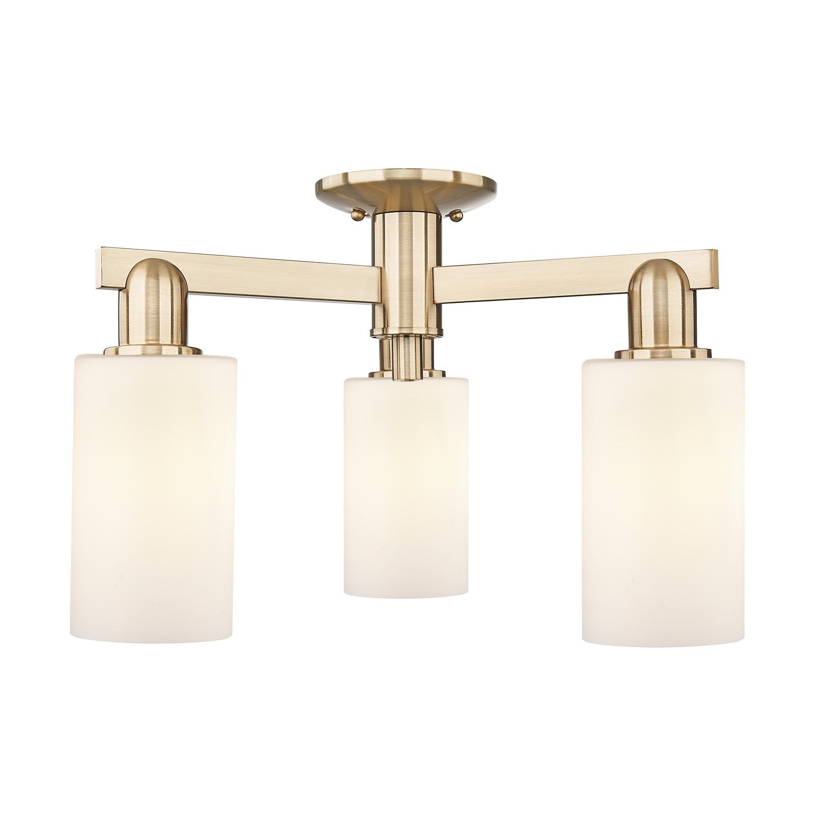 Innovations Clymer 21in 3-Light Semi-Flush Mount | Industrial Champagne Bronze Steel and Matte White Glass | Damp Rated Entryway & | Model 716-3F-CB-G801