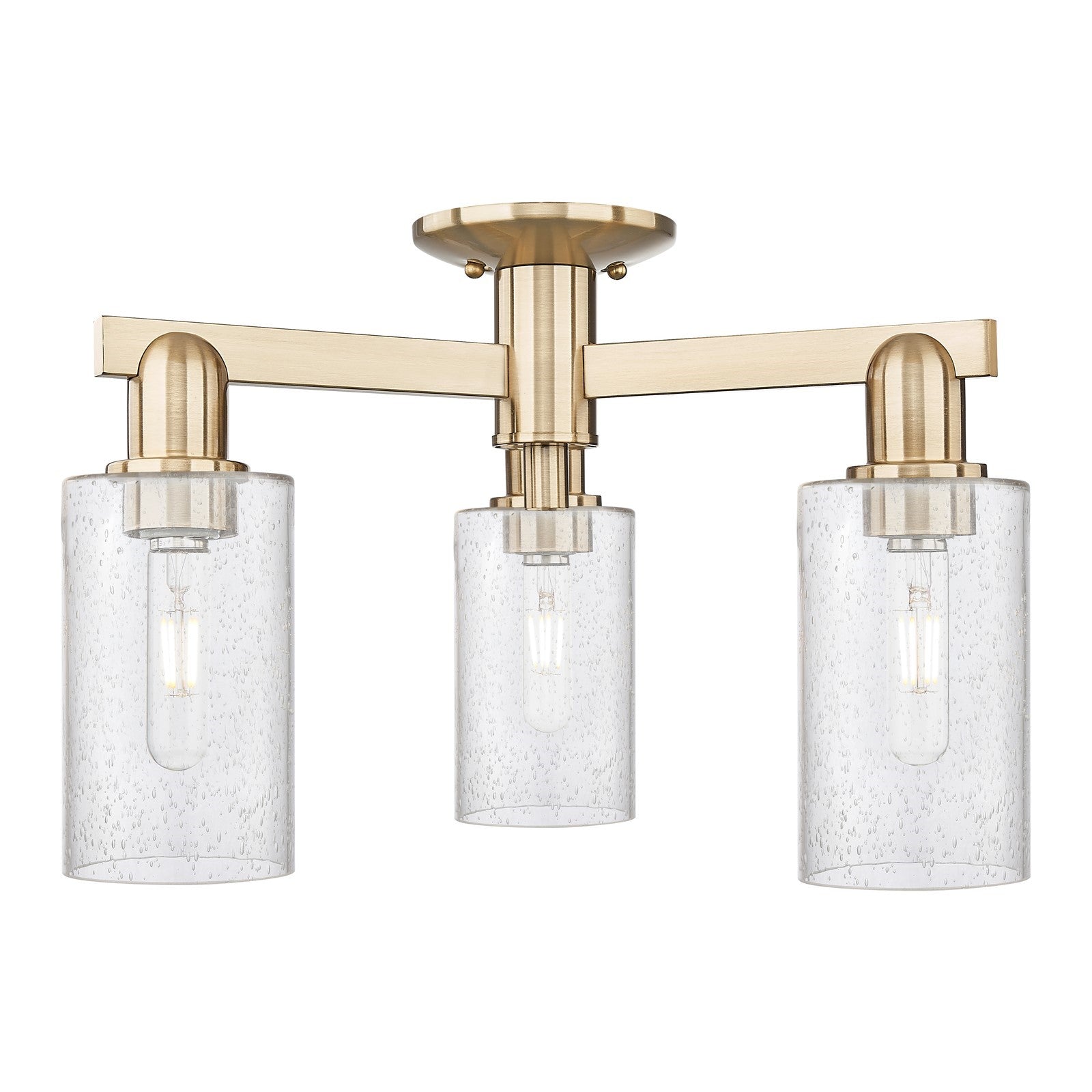 Innovations Clymer 21in 3-Light Semi-Flush Mount | Industrial Champagne Bronze Steel and Seedy Glass | Entryway & Hallway | 21.38 x | Model 716-3F-CB-G804