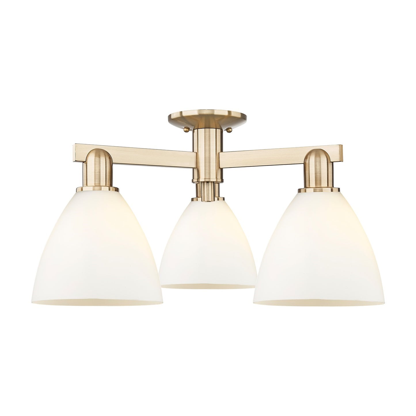 Innovations Bristol 25in 3-Light Semi-Flush Mount | Industrial Champagne Bronze Steel and Matte White Glass | Entryway & Hallway | Model 716-3F-CB-GBD-751
