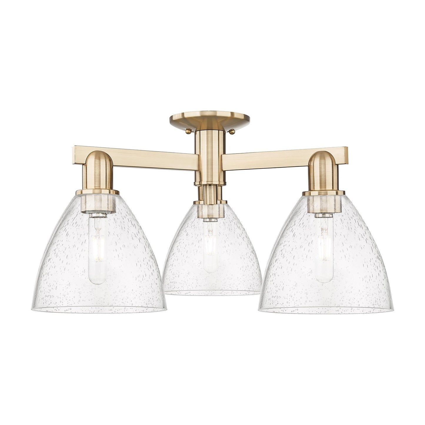 Innovations Bristol 25in 3-Light Semi-Flush Mount | Industrial Champagne Bronze Steel and Seedy Glass | Entryway & Hallway | 25 | Model 716-3F-CB-GBD-754