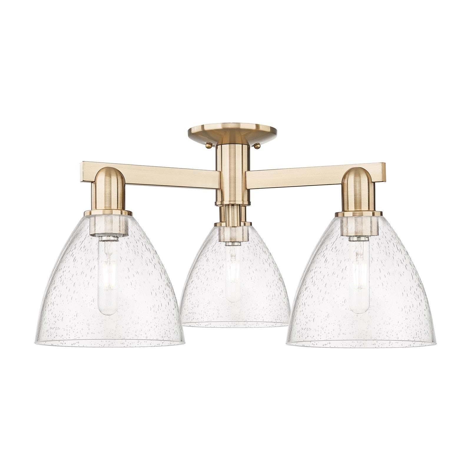 Innovations Bristol 25in 3-Light Semi-Flush Mount | Industrial Champagne Bronze Steel and Seedy Glass | Entryway & Hallway | 25 | Model 716-3F-CB-GBD-754