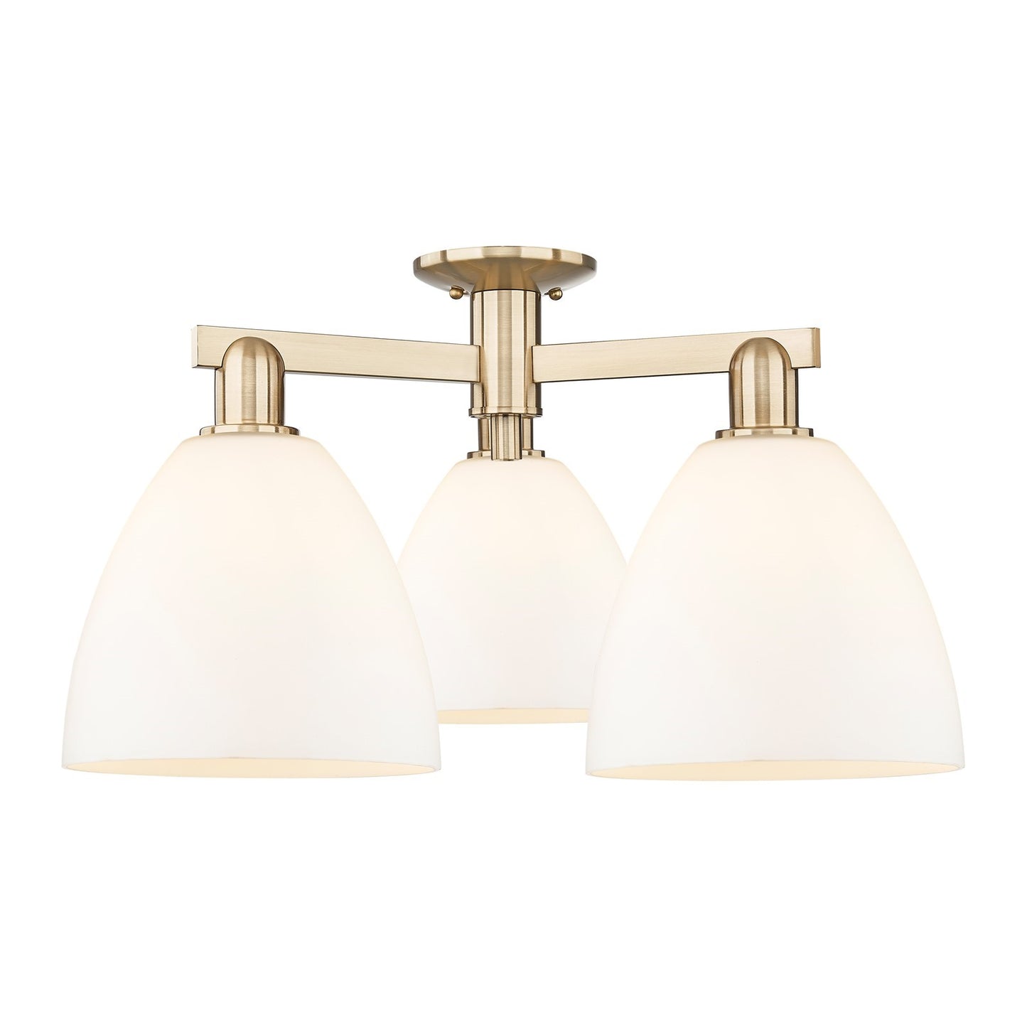 Innovations Bristol 27in 3-Light Semi-Flush Mount | Industrial Champagne Bronze Steel and Matte White Glass | Living Room & | Model 716-3F-CB-GBD-91