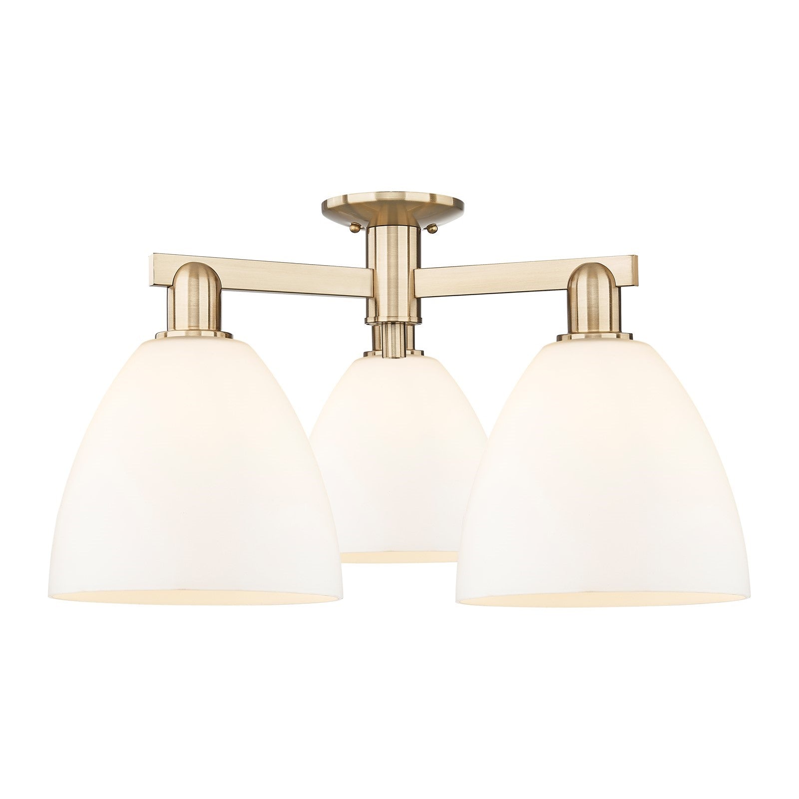 Innovations Bristol 27in 3-Light Semi-Flush Mount | Industrial Champagne Bronze Steel and Matte White Glass | Living Room & | Model 716-3F-CB-GBD-91