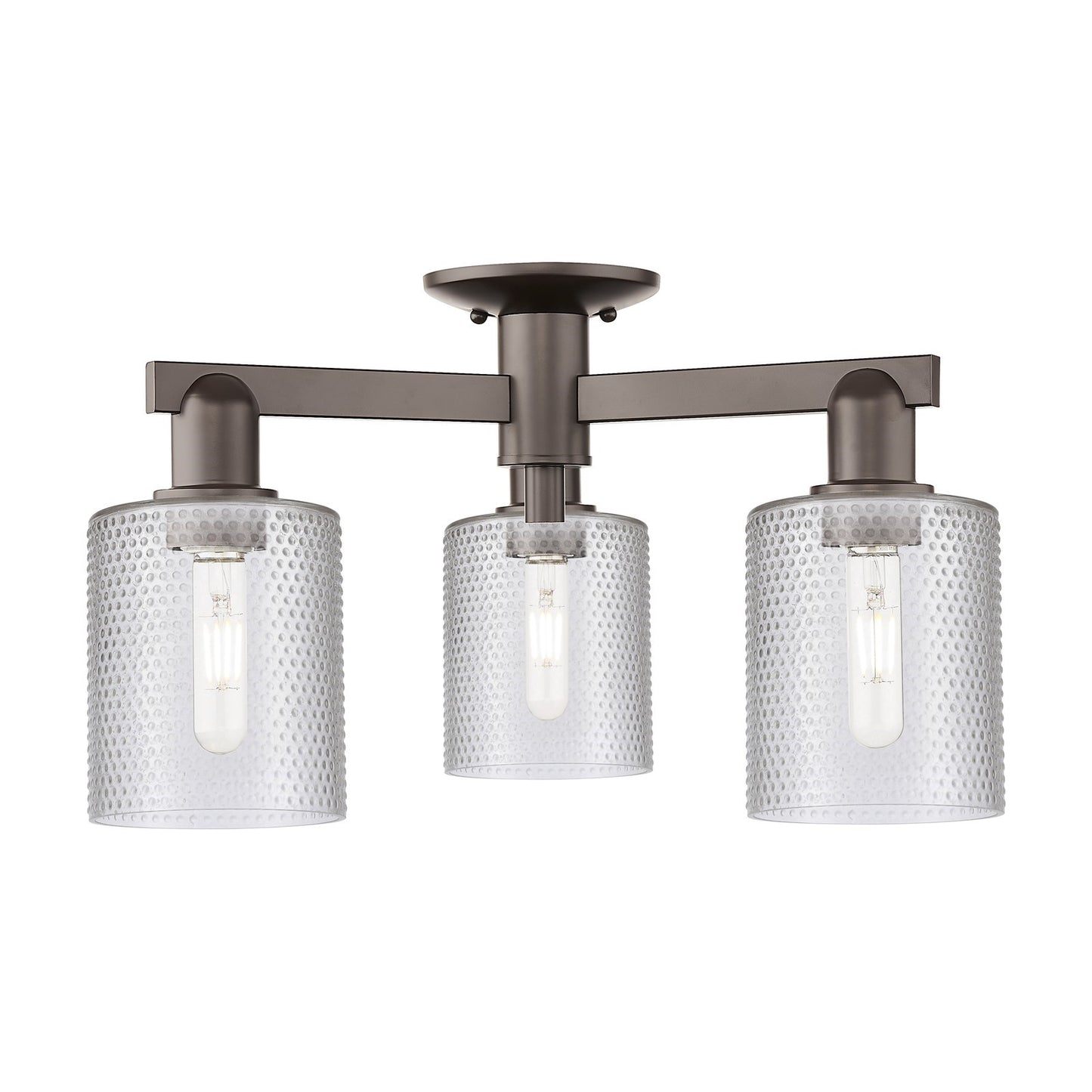 Innovations Cobbleskill 23in 3-Light Semi-Flush Mount | Industrial Oil Rubbed Bronze Steel and Clear Glass | Entryway & Hallway | Model 716-3F-OB-G112