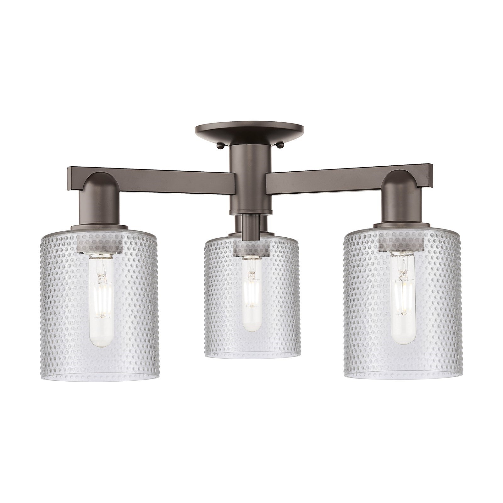 Innovations Cobbleskill 23in 3-Light Semi-Flush Mount | Industrial Oil Rubbed Bronze Steel and Clear Glass | Entryway & Hallway | Model 716-3F-OB-G112