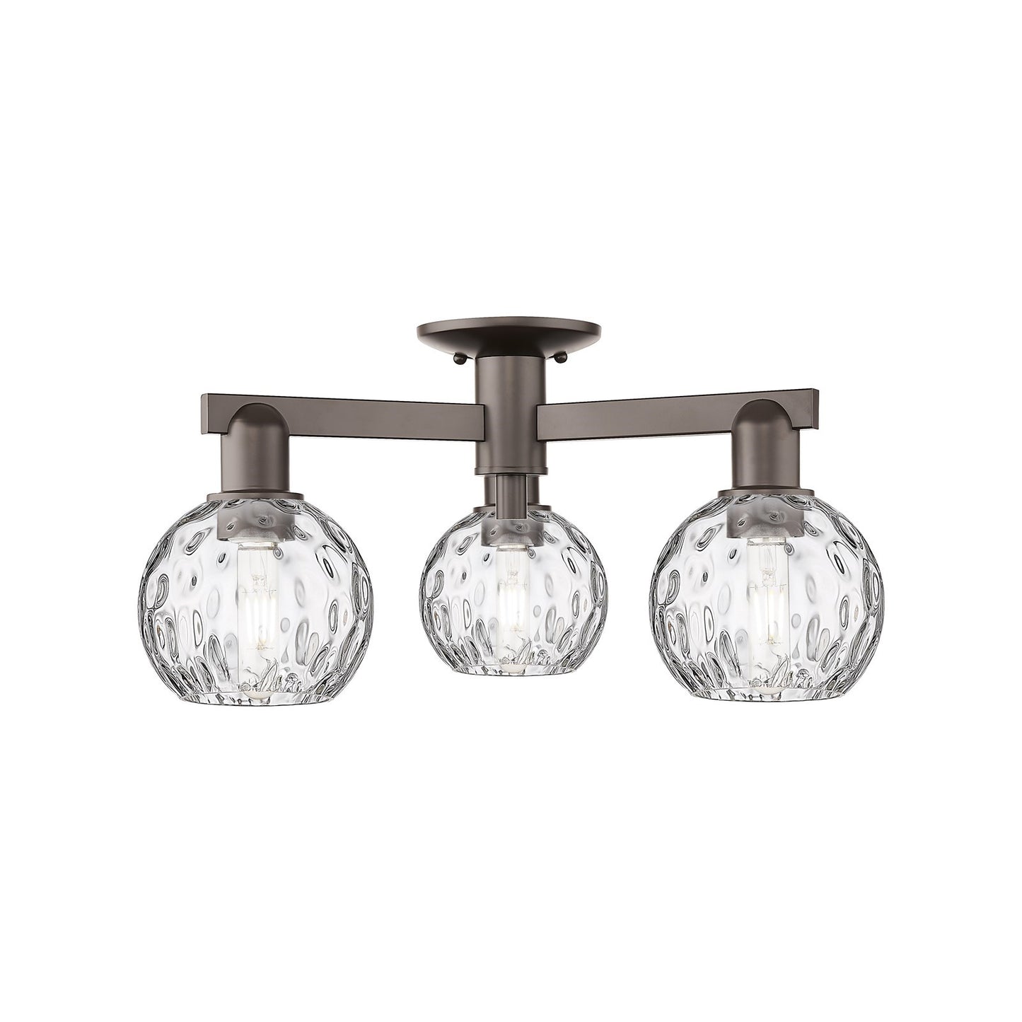 Innovations Athens Water Glass 24in 3-Light Semi-Flush Mount | Industrial Oil Rubbed Bronze Steel and Clear Glass | Entryway & | Model 716-3F-OB-G1215-6