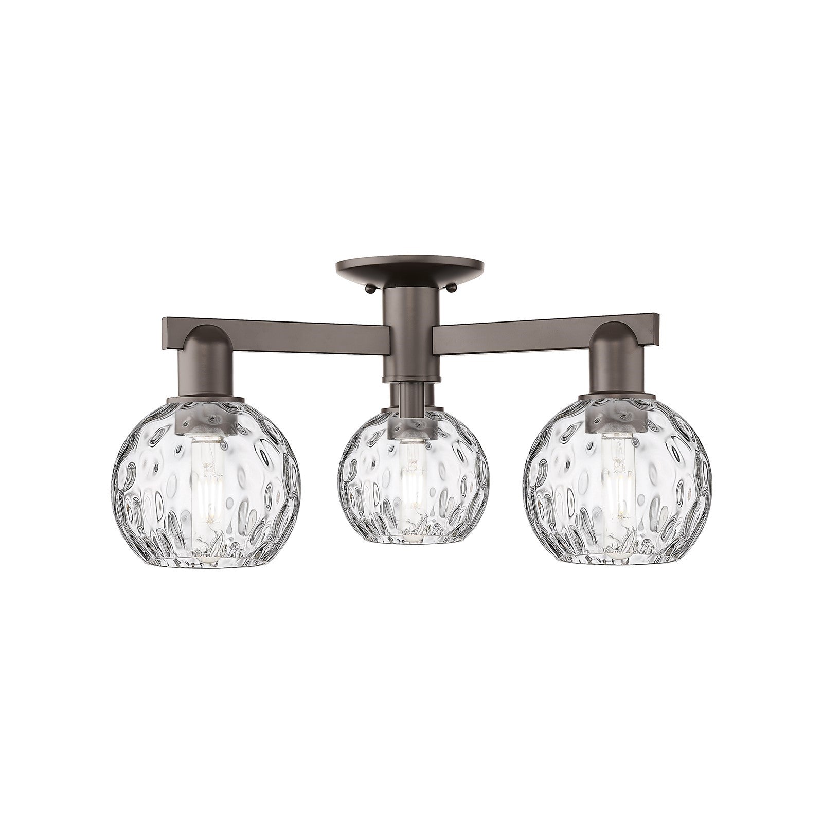 Innovations Athens Water Glass 24in 3-Light Semi-Flush Mount | Industrial Oil Rubbed Bronze Steel and Clear Glass | Entryway & | Model 716-3F-OB-G1215-6
