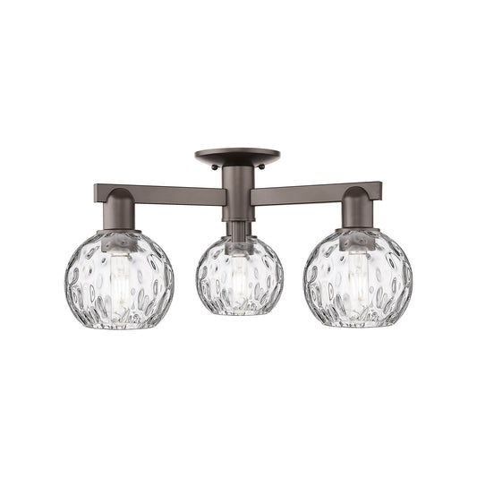 Innovations Athens Water Glass 24in 3-Light Semi-Flush Mount | Industrial Oil Rubbed Bronze Steel and Clear Glass | Entryway & | Model 716-3F-OB-G1215-6