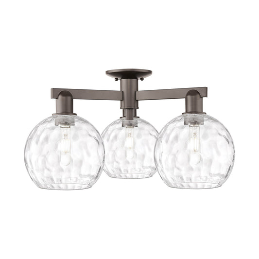 Innovations Athens Water Glass 26in 3-Light Semi-Flush Mount | Industrial Oil Rubbed Bronze Steel and Clear Glass | Entryway & | Model 716-3F-OB-G1215-8