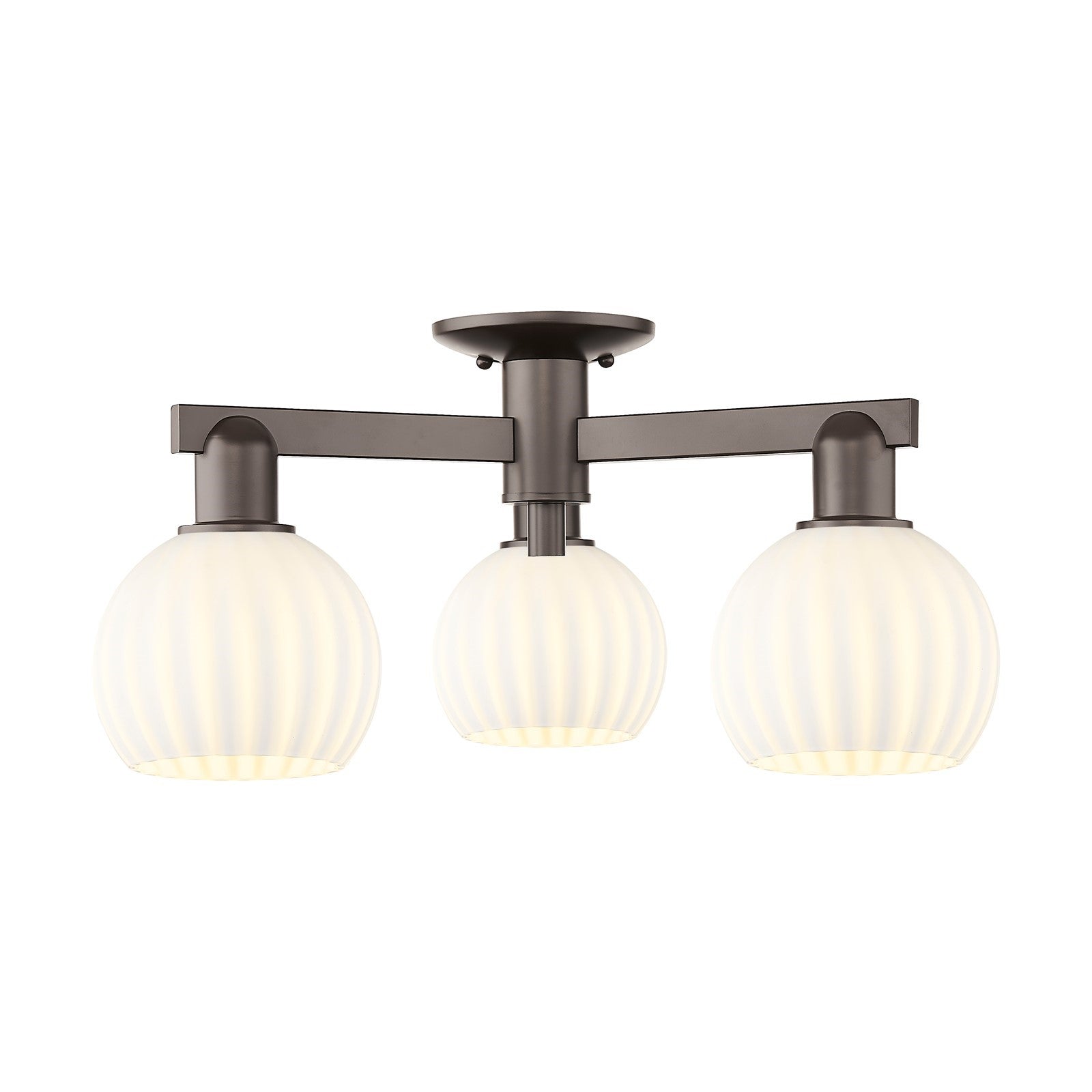 Innovations Lighting Arcadia 24in 3-Light Semi-Flush Mount | Industrial Oil Rubbed Bronze and White Venetian Glass | Kitchen & | Model 716-3F-OB-G1217-6WV