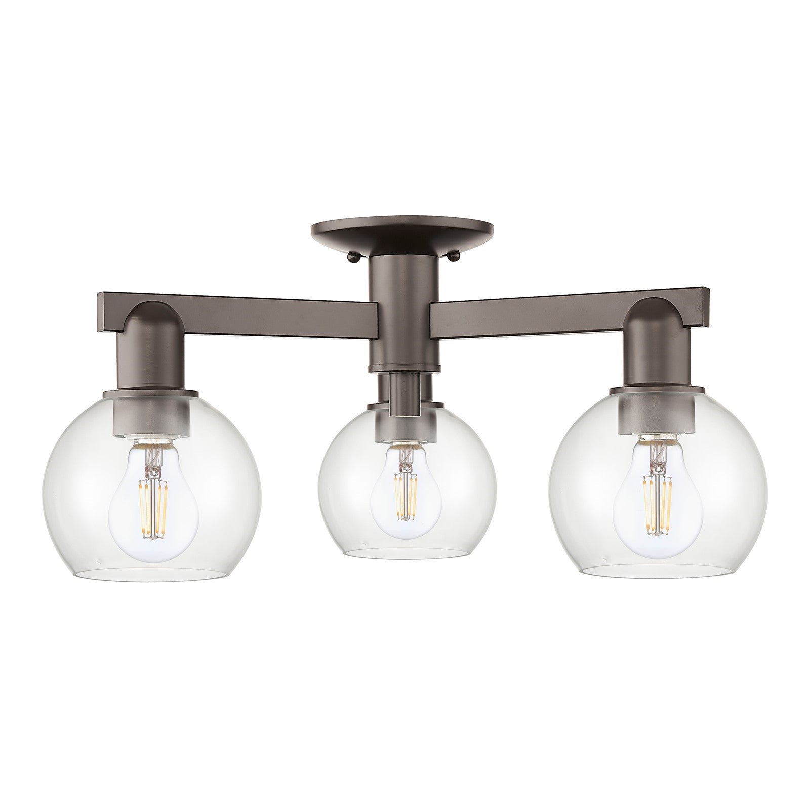 Innovations Athens 23in 3-Light Semi-Flush Mount | Industrial Oil Rubbed Bronze Steel and Clear Glass | Damp-Rated Entryway & | Model 716-3F-OB-G122-6