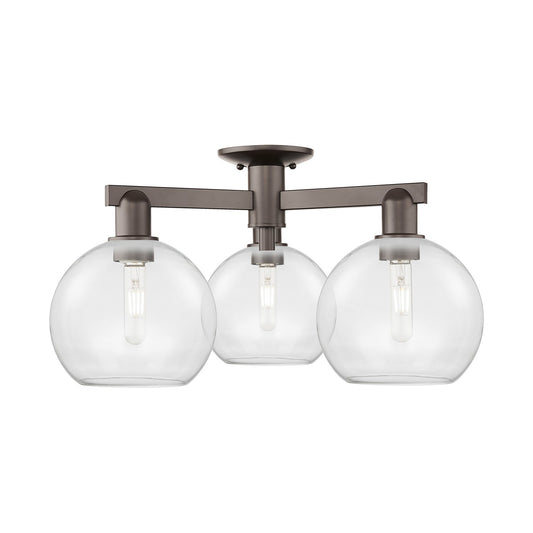 Innovations Athens 26in 3-Light Semi-Flush Mount | Industrial Oil Rubbed Bronze Steel and Clear Glass | Entryway & Hallway | 25.5 | Model 716-3F-OB-G122-8