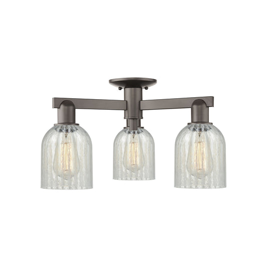 Innovations Caledonia 23in 3-Light Semi-Flush Mount | Industrial Oil Rubbed Bronze Steel and Mouchette Glass | Entryway & Hallway | Model 716-3F-OB-G2511