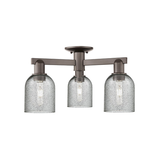 Innovations Caledonia 23in 3-Light Semi-Flush Mount | Industrial Oil Rubbed Bronze Steel and Charcoal Glass | Entryway & Hallway | Model 716-3F-OB-G257
