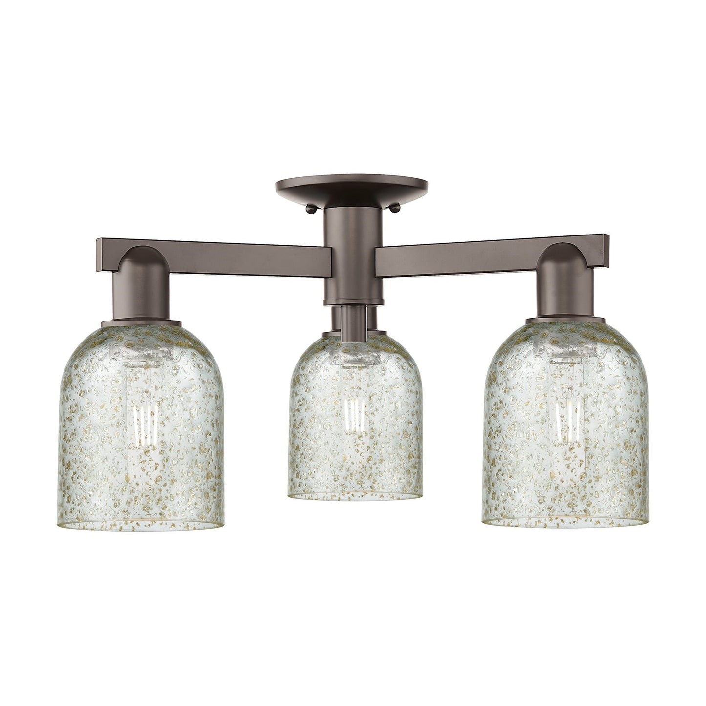 Innovations Caledonia 22.5in 3-Light Semi-Flush Mount | Industrial Oil Rubbed Bronze Steel and Mica Glass | Damp Location Hallway & | Model 716-3F-OB-G259