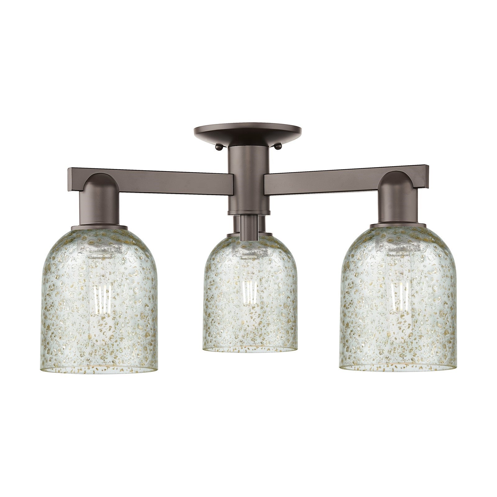 Innovations Caledonia 22.5in 3-Light Semi-Flush Mount | Industrial Oil Rubbed Bronze Steel and Mica Glass | Damp Location Hallway & | Model 716-3F-OB-G259