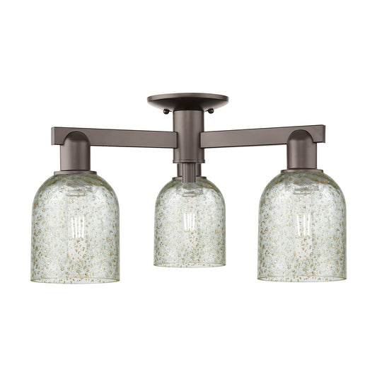 Innovations Caledonia 22.5in 3-Light Semi-Flush Mount | Industrial Oil Rubbed Bronze Steel and Mica Glass | Damp Location Hallway & | Model 716-3F-OB-G259