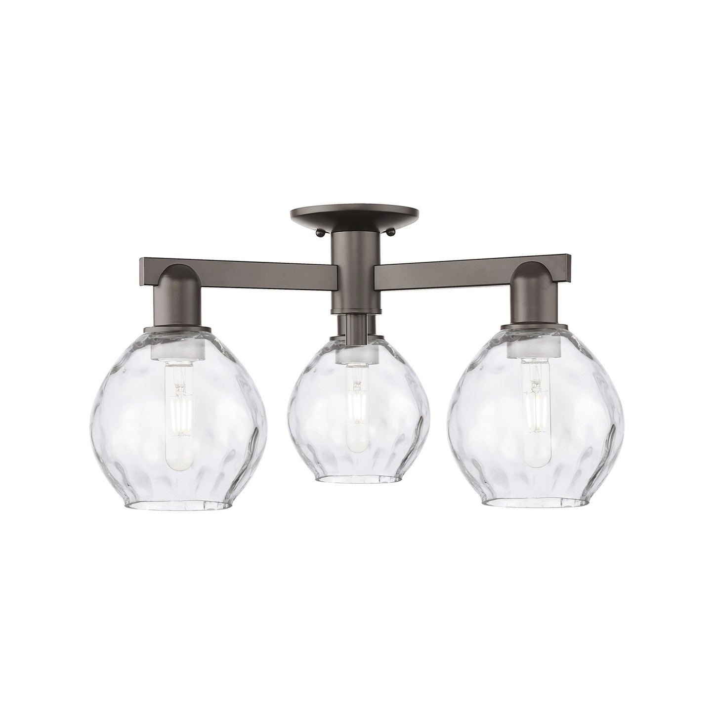 Innovations Waverly 24in 3-Light Semi-Flush Mount | Industrial Oil Rubbed Bronze Steel and Clear Glass | Entryway & Hallway | 23.5 | Model 716-3F-OB-G362