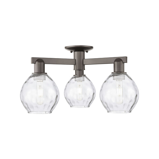 Innovations Waverly 24in 3-Light Semi-Flush Mount | Industrial Oil Rubbed Bronze Steel and Clear Glass | Entryway & Hallway | 23.5 | Model 716-3F-OB-G362