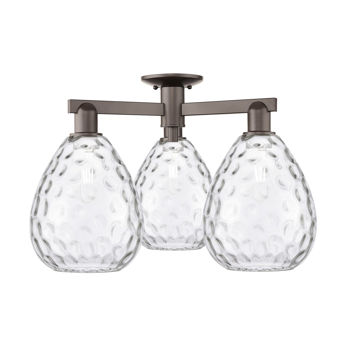 Innovations Waverly 26in 3-Light Semi-Flush Mount | Industrial Oil Rubbed Bronze Steel and Clear Glass | Entryway & Hallway | 25.5 | Model 716-3F-OB-G372