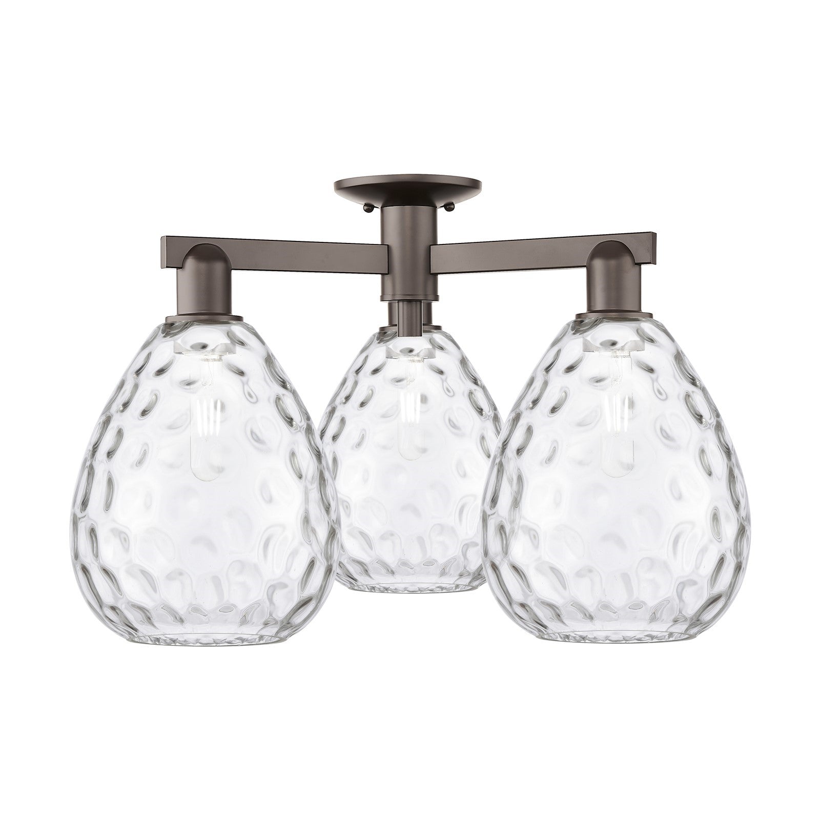 Innovations Waverly 26in 3-Light Semi-Flush Mount | Industrial Oil Rubbed Bronze Steel and Clear Glass | Entryway & Hallway | 25.5 | Model 716-3F-OB-G372