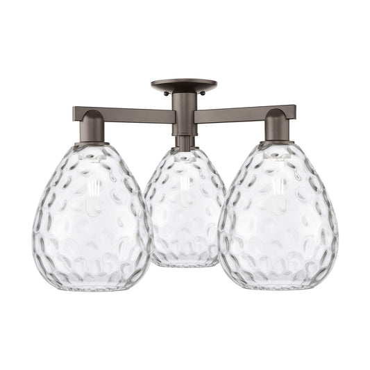 Innovations Waverly 26in 3-Light Semi-Flush Mount | Industrial Oil Rubbed Bronze Steel and Clear Glass | Entryway & Hallway | 25.5 | Model 716-3F-OB-G372