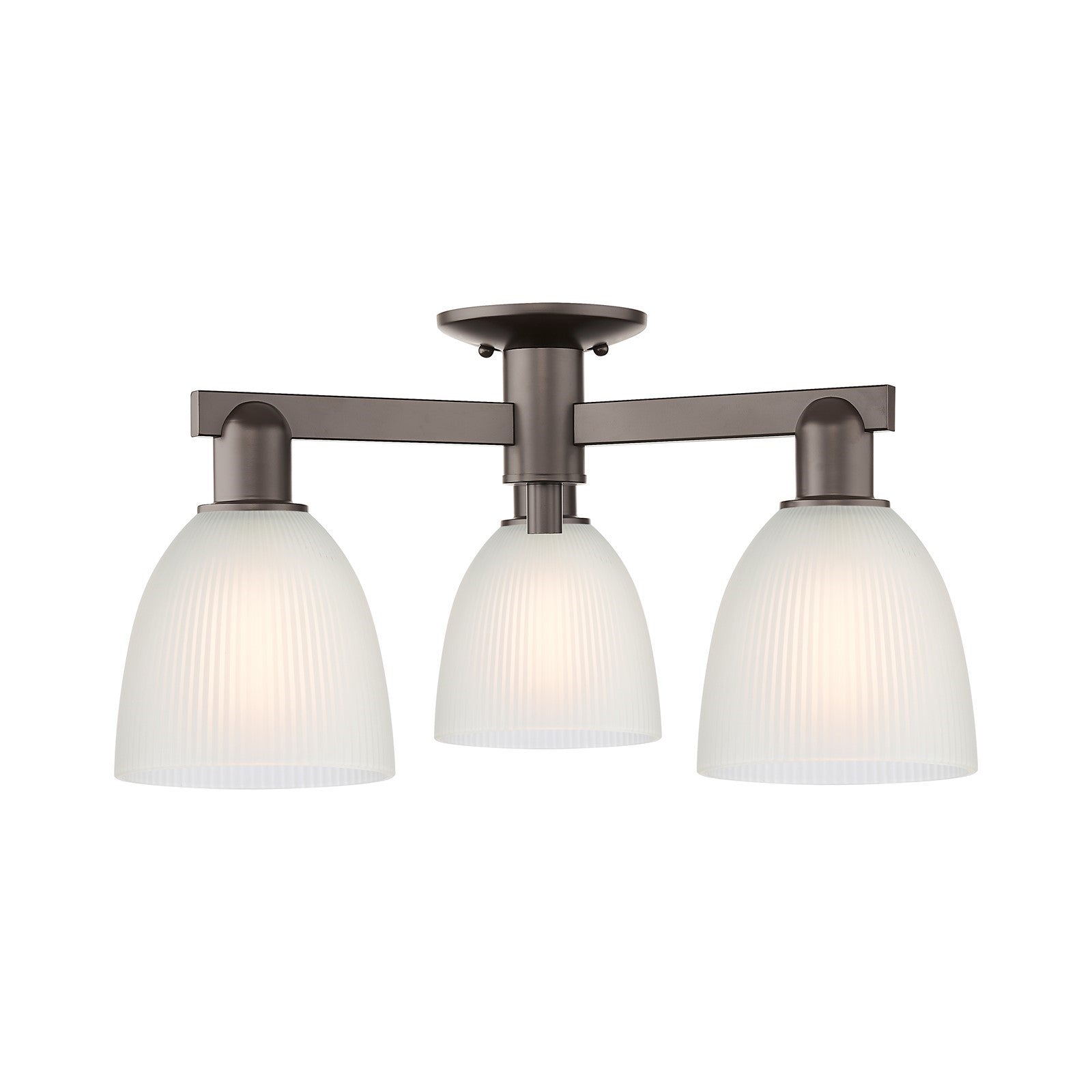 Innovations Castile 24in 3-Light Semi-Flush Mount | Industrial Oil Rubbed Bronze Steel and White Glass | Damp Rated Entryway & | Model 716-3F-OB-G381