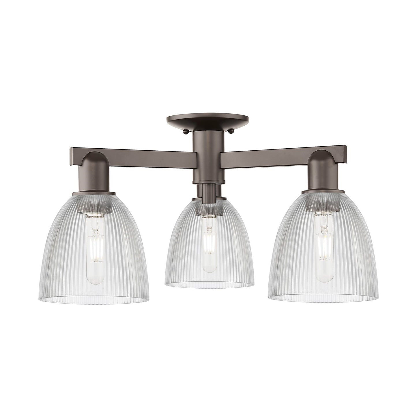 Innovations Castile 24in 3-Light Semi-Flush Mount | Industrial Oil Rubbed Bronze Steel and Clear Glass | Entryway & Hallway | 23.5 | Model 716-3F-OB-G382