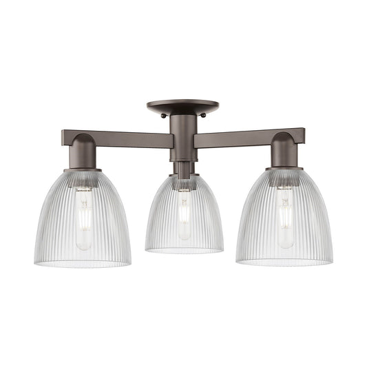 Innovations Castile 24in 3-Light Semi-Flush Mount | Industrial Oil Rubbed Bronze Steel and Clear Glass | Entryway & Hallway | 23.5 | Model 716-3F-OB-G382