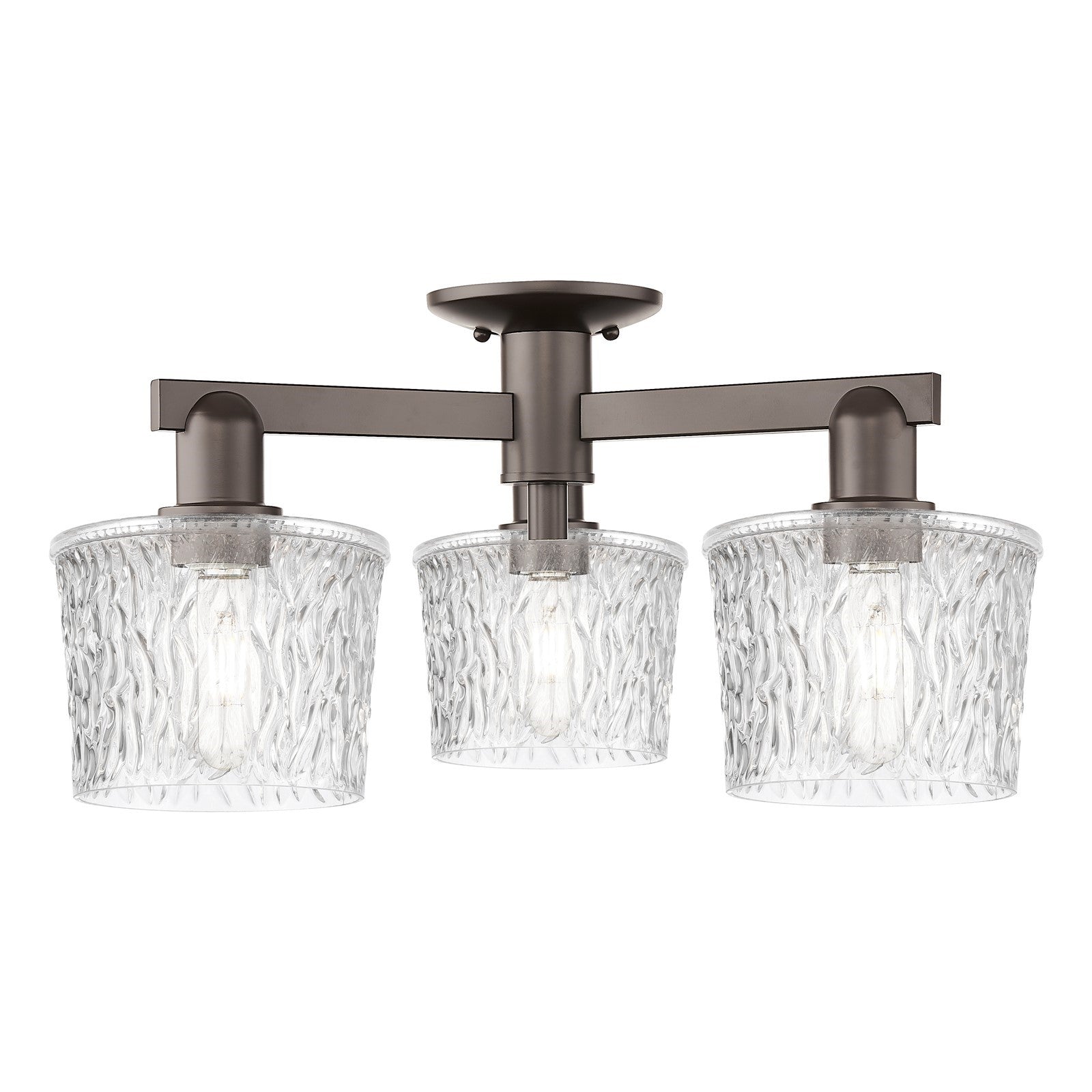Innovations Niagara 24in 3-Light Semi-Flush Mount | Industrial Oil Rubbed Bronze Steel and Clear Glass | Damp Rated Entryway & | Model 716-3F-OB-G402