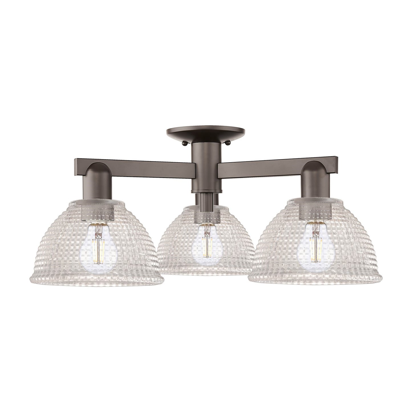 Innovations Arietta 26in 3-Light Semi-Flush Mount | Industrial Oil Rubbed Bronze Steel and Clear Glass | Damp-Rated Entryway & | Model 716-3F-OB-G422